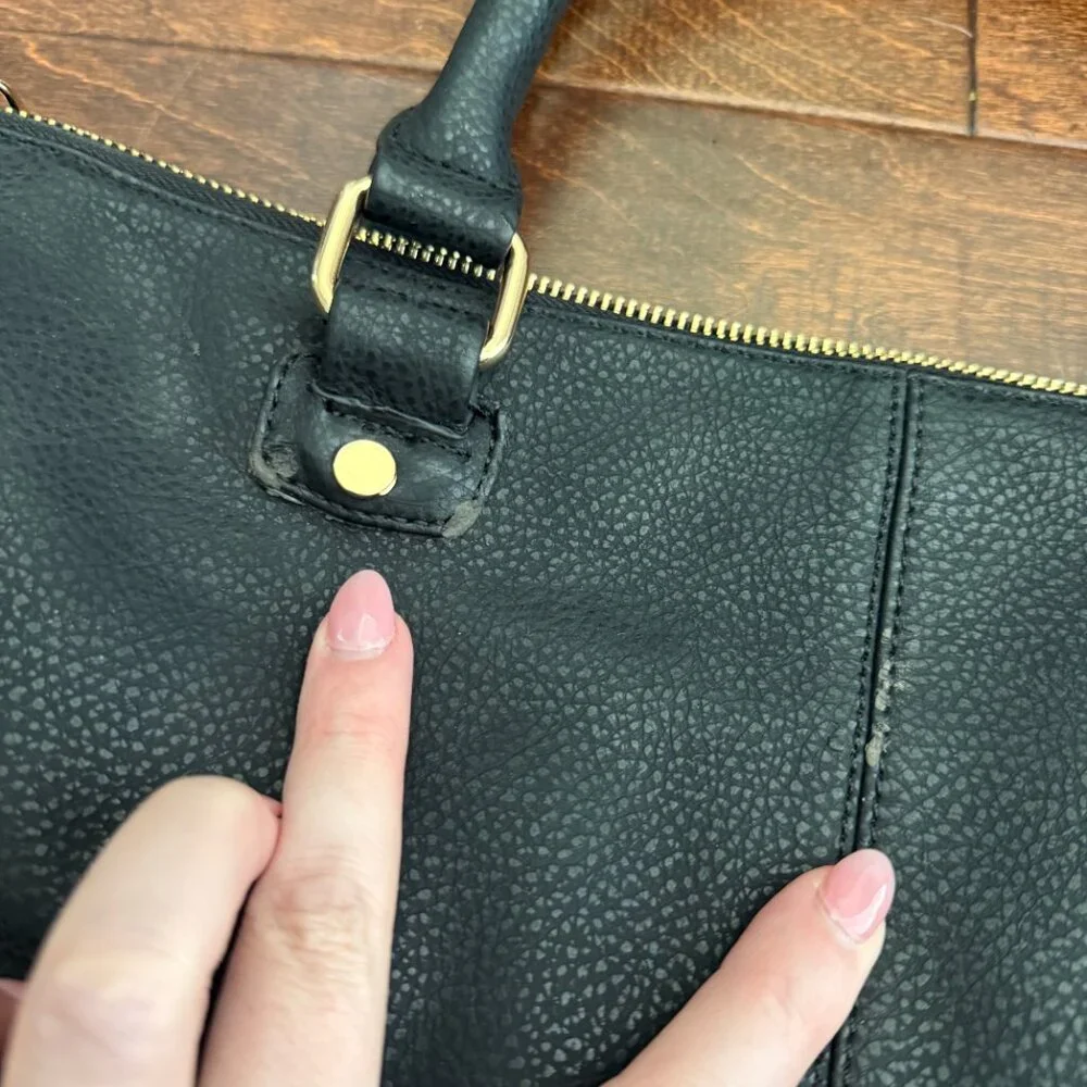 Deux Lux Varick Satchel Black Faux Leather Handbag